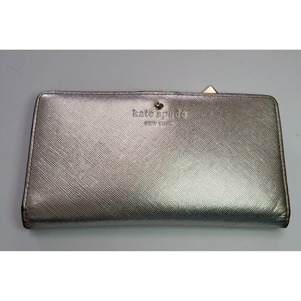 Kate Spade NY Bifold Snap Wallet Silver